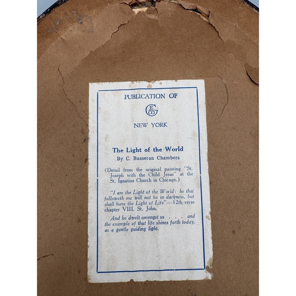 Vintage Baby‎ Jesus The Light of the World Print Picture Frame Oval C. Chambers - Picture 9 of 14